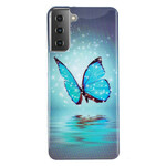 Samsung Galaxy S21 5G Vlinder Hoesje Blauw Fluoriserend