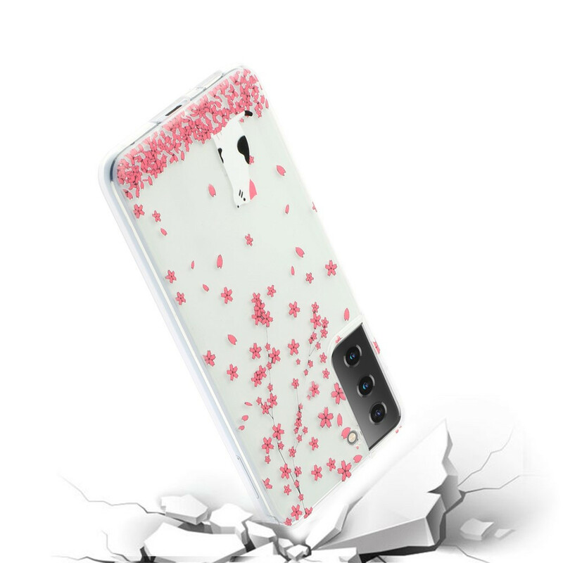 Samsung Galaxy S21 5G bloemblaadjes en kat cover