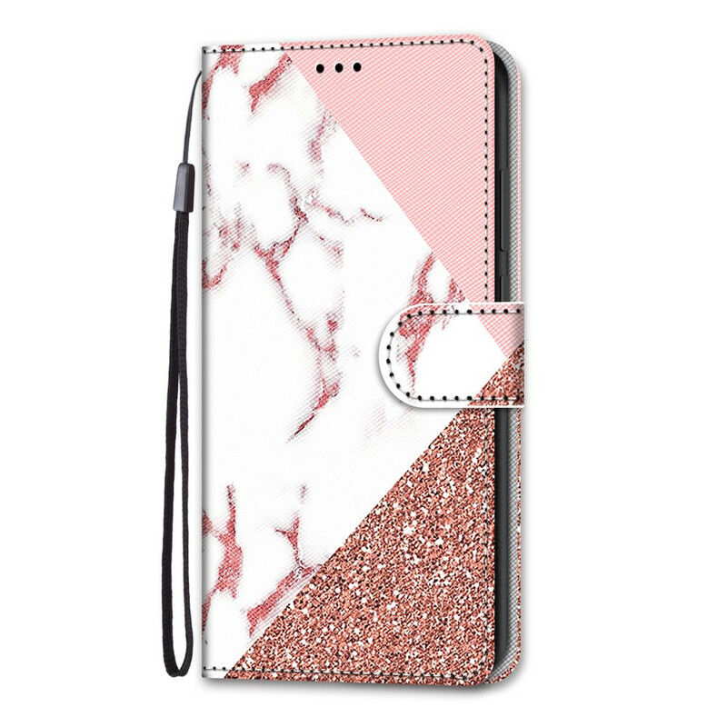 Samsung Galaxy S21 5G Driehoek Marmer Glitter Hoesje