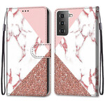 Samsung Galaxy S21 5G Driehoek Marmer Glitter Hoesje