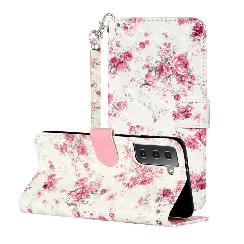 Samsung Galaxy S21 5G Flower Strap Case Lichte Vlekken