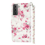 Samsung Galaxy S21 5G Flower Strap Case Lichte Vlekken