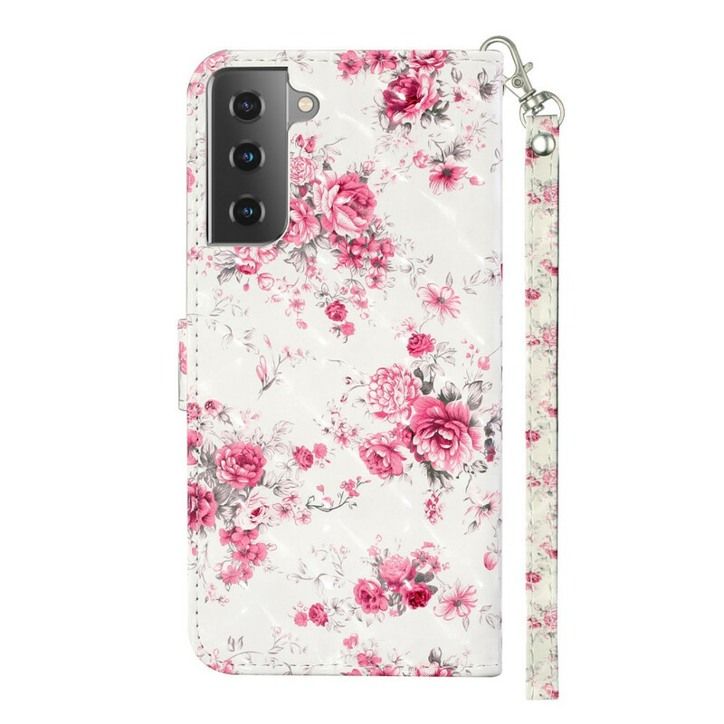 Samsung Galaxy S21 5G Flower Strap Case Lichte Vlekken