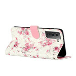 Samsung Galaxy S21 5G Flower Strap Case Lichte Vlekken