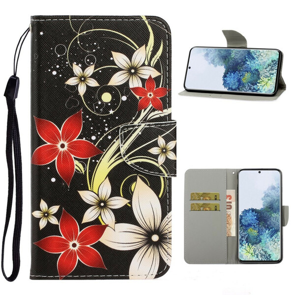 Samsung Galaxy S21 5G Koord Hoesje met Gekleurde Bloemen