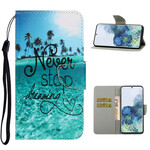 Samsung Galaxy S21 5G Never Stop Dreaming Hoesje Navy met Koord