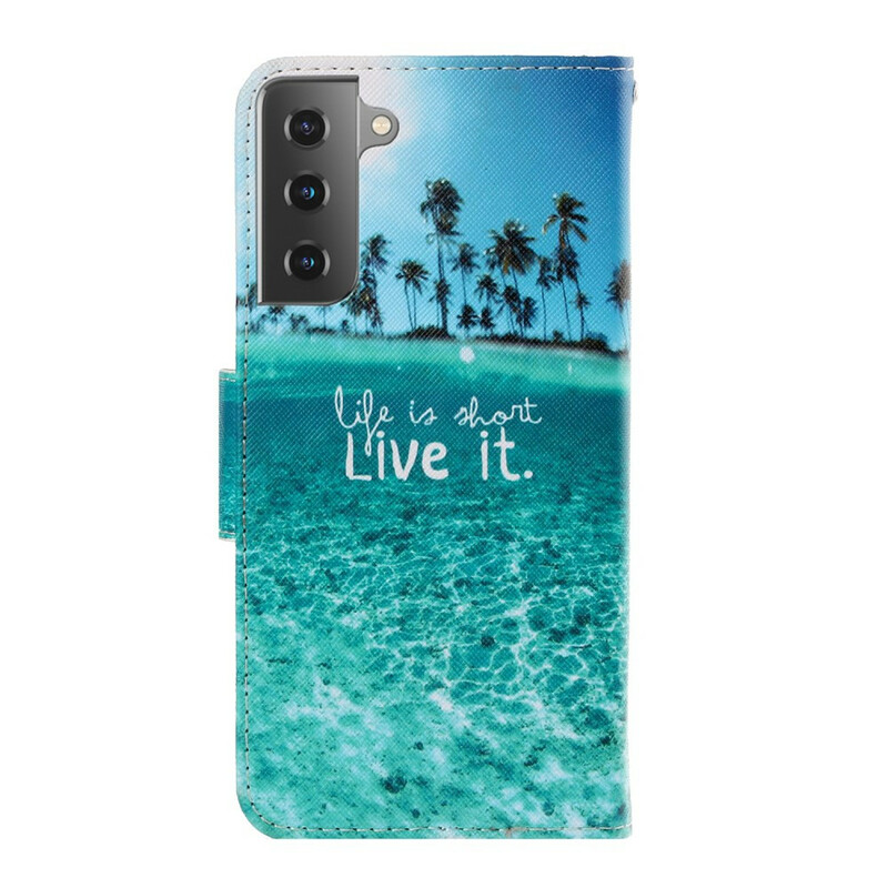 Samsung Galaxy S21 5G Never Stop Dreaming Hoesje Navy met Koord