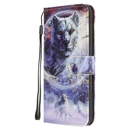Samsung Galaxy A52 5G Winter Wolf Case met riem