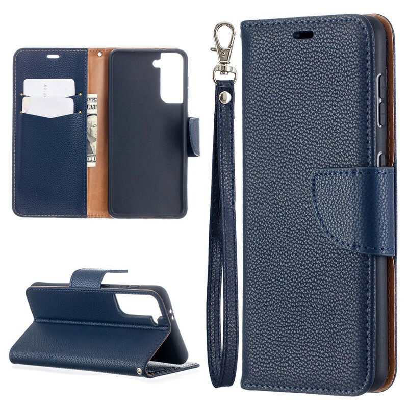 Samsung Galaxy S21 5G Hoesje Lychee Schuine Flap Samsung Galaxy S21 5G Hoesje Lychee Schuine Flap