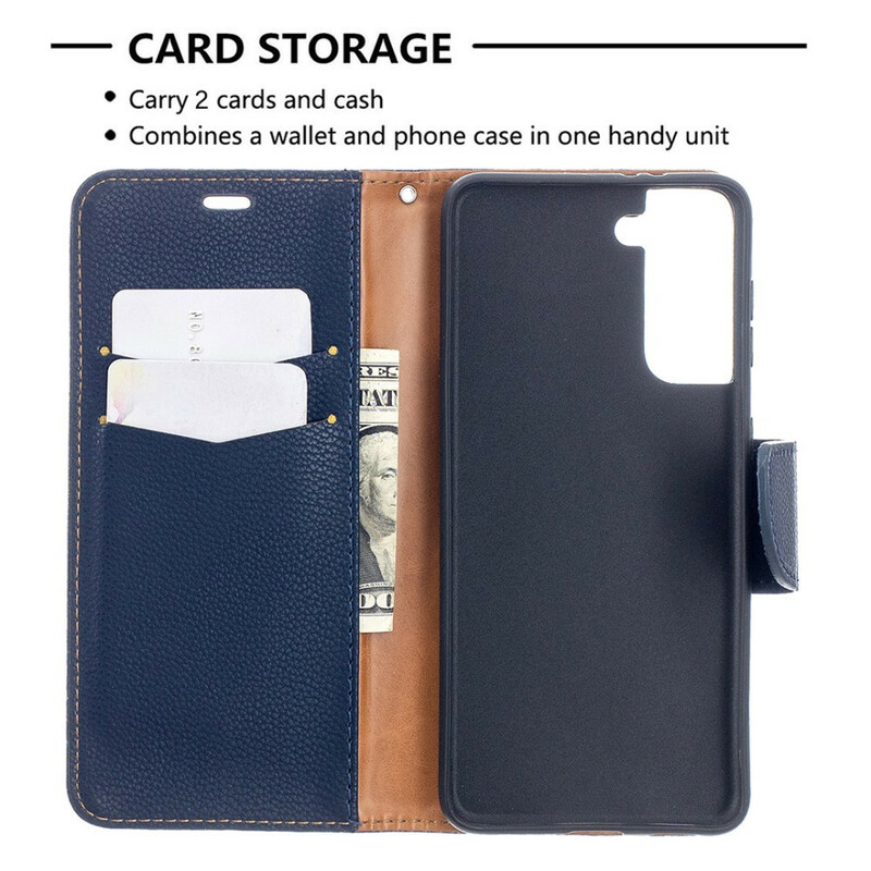 Samsung Galaxy S21 5G Hoesje Lychee Schuine Flap Samsung Galaxy S21 5G Hoesje Lychee Schuine Flap
