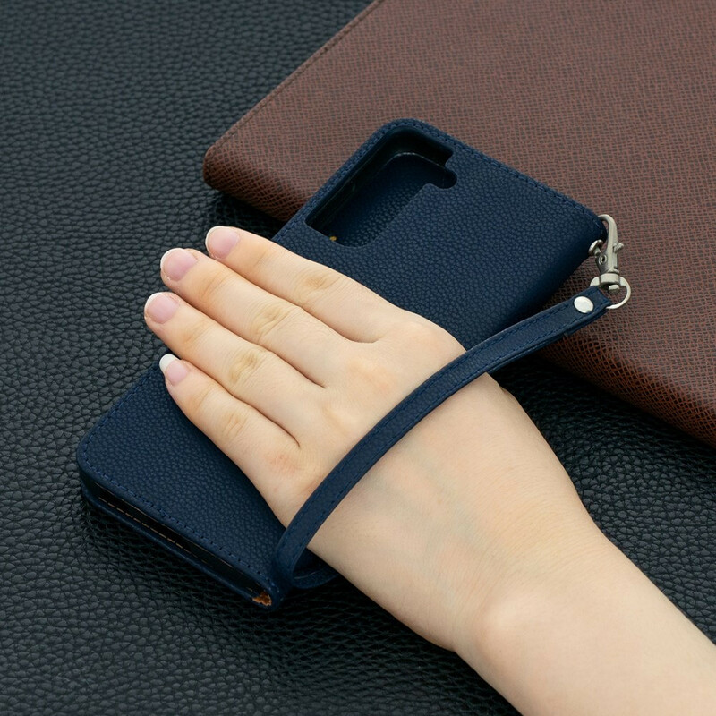 Samsung Galaxy S21 5G Hoesje Lychee Schuine Flap Samsung Galaxy S21 5G Hoesje Lychee Schuine Flap