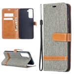 Samsung Galaxy S21 5G stof en leer effect case met riem