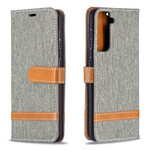 Samsung Galaxy S21 5G stof en leer effect case met riem