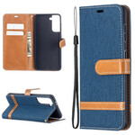Samsung Galaxy S21 5G stof en leer effect case met riem