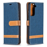 Samsung Galaxy S21 5G stof en leer effect case met riem