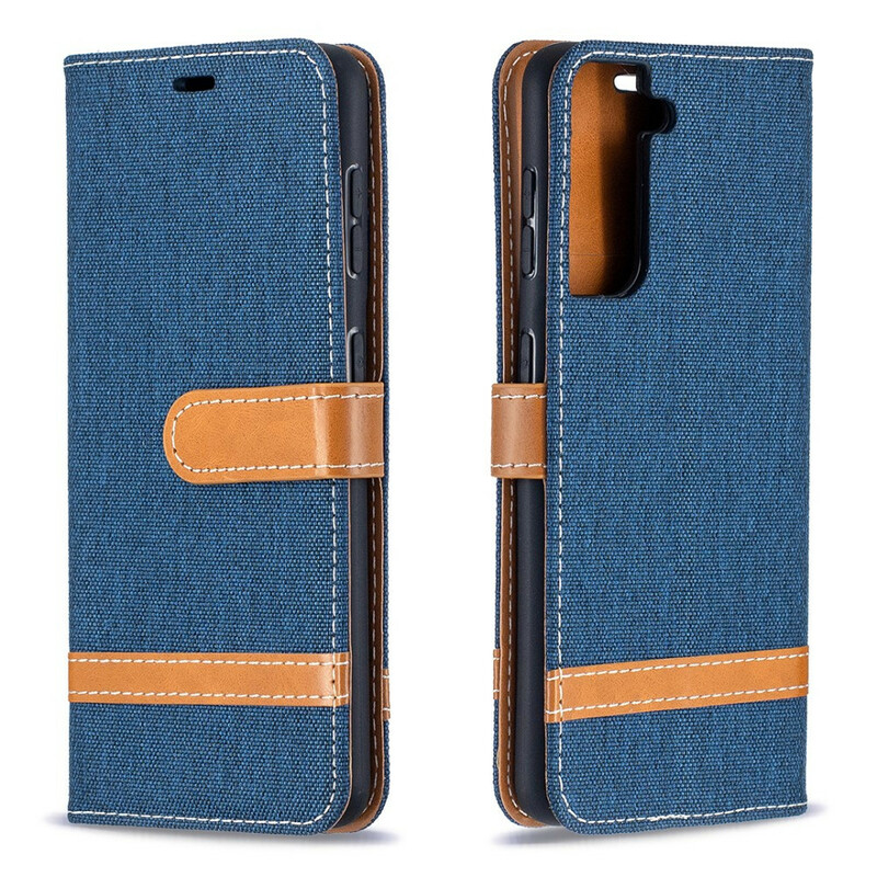 Samsung Galaxy S21 5G stof en leer effect case met riem