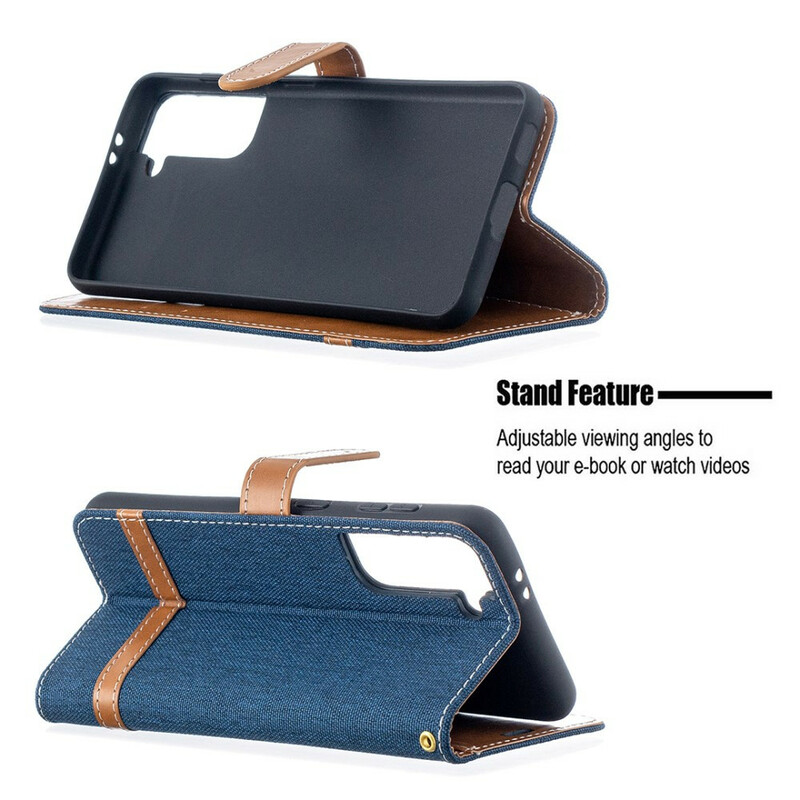 Samsung Galaxy S21 5G stof en leer effect case met riem