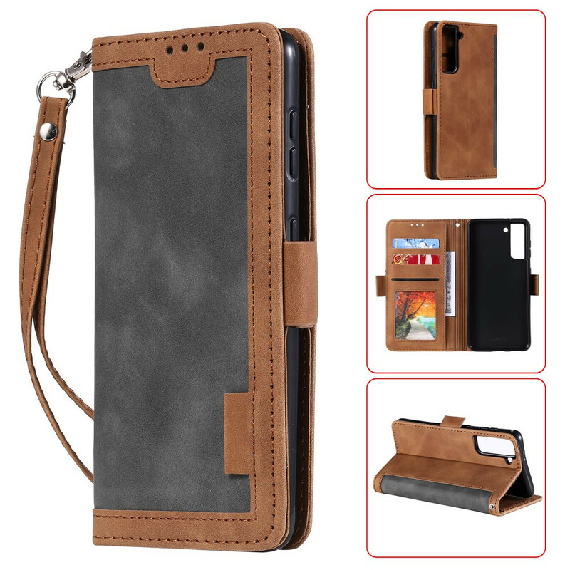 Samsung Galaxy S21 5G hoesje tweekleurig kunstleer versterkte contouren