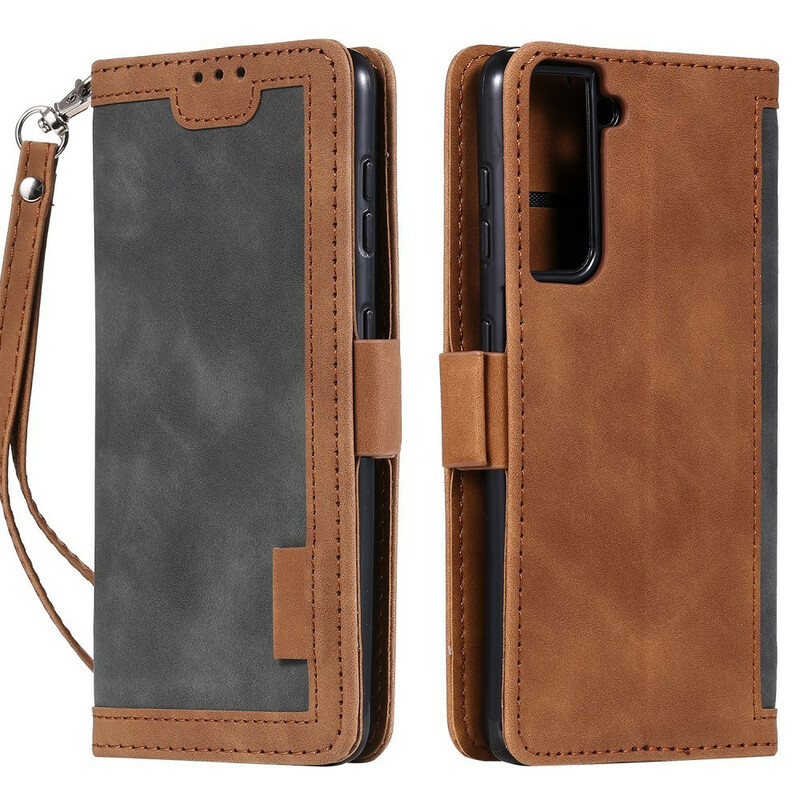 Samsung Galaxy S21 5G Hoesje Tweekleurig Kunstleer Versterkte Contouren